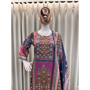 Hermosa parte superior e inferior de mujer con Dupatta para fiestas Conjunto elegante - Product Image 3