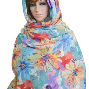 Vestido de tela de gasa transparente con estampado floral digital personalizado para mujer sudanesa, hermoso diseño más nuevo