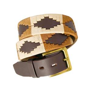 Ceinture de luxe vintage style Gaucho argentin en cuir de vachette véritable multicolore, fabriquée à la main par un designer, avec boucle en alliage – Collection POLO Sports - Product Image 4