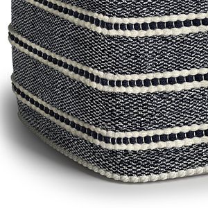 Corrie Square Woven Navy/White <b>Pouf</b> Versatile Indoor/Outdoor Furniture - Product Image 3