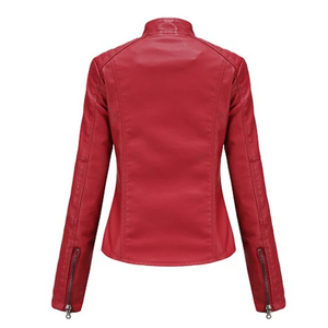 HELLERITE INDUSTRY 2026 Blouson Moto Femme Hiver en Cuir PU Imperméable Respirant Tricoté Uni avec Fermeture Éclair - Product Image 2