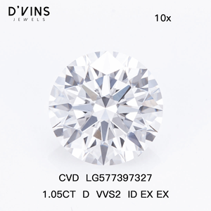 เพชร D'VINS JEWELS 1.05 กะรัต D VVS2 CVD เพชรเลี้ยงในห้องปฏิบัติการ ทรงกลมเจียระไนแบบบริลเลียนท์  นำเข้าจากเมืองสุราษฎร์ สำหรับทำเครื่องประดับ - Product Image 2