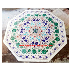 White Stone Inlaid Handcrafted Marble Table <b>Tops</b> Octagonal Shape Handmade White Marble Inlay Coffee Table <b>Top</b> With Cheap Price. - Product Image 1