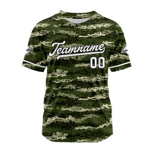 Camiseta de Béisbol Personalizada con Camuflaje, Manga Corta para Hombre, Impresión Sublimada, Transpirable, de Poliéster, Nombre del Equipo 00, Ropa para Todas las Temporadas - Product Image 1