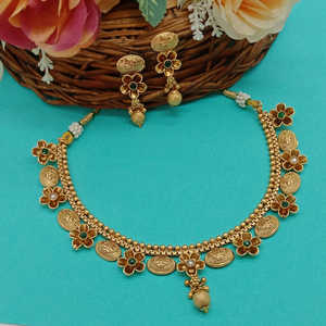 Ensemble de collier élégant en pierre Pota plaqué or, bijoux fins exquis pour femmes, parfait pour les mariages, les fêtes et les fêtes. - Product Image 1