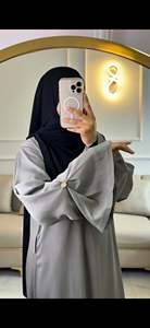 Wholesale Dubai Beautiful <b>Modest</b> Handmade <b>Satin</b> Silk Abaya Traditional Islamic Women's Clothing Lightweight Breathable Quick Dry - Product Image 6