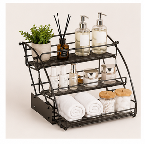 2-Tier Pull Out Spice Rack Organizer for <b>Kitchen</b> Cabinet Metal Seasoning Shelf For <b>Pantry</b> Storage and Space-Saving Organization - Product Image 3