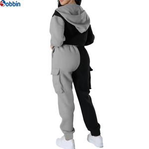 Top Quality Hot Selling Women Reversible Color Blocking Hooded Tracksuit Full Sleeve Cargo Joggers Loose Fit Elastic Waist 2Pcs - Product Image 1