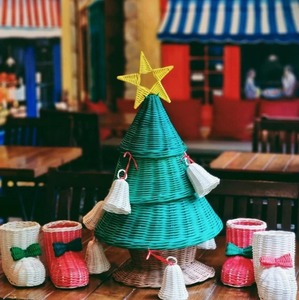Décorations de Noël en rotin vietnamien, ornement flocon de neige pour arbre à suspendre et autres décorations de Noël - Product Image 6