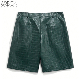 Pantalones Cortos de Cuero Genuino Verde Oscuro, Moda Urbana Hip Hop 2026, Proveedor de Alta Calidad, Última Tendencia, Servicio OEM ODM - Product Image 2