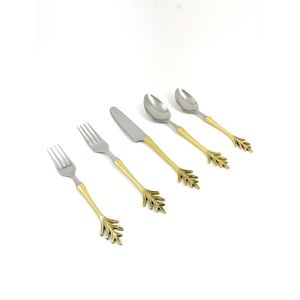 Golden Flatware Set <b>With</b> Blue <b>Crystal</b> Handles High <b>Mirror</b> Polish Dishwasher Safe Glam Wedding Tableware Hot Selling Matte Silver - Product Image 4