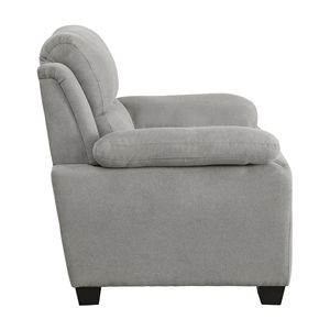 Fauteuil moderne gris 1 pièce en tissu texturé et structure en bois massif avec design capitonné pour le salon - Product Image 4