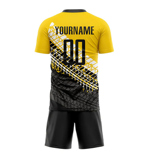Custom Gold Black-white Heat-transfer Soccer Uniform Jersey | Made 100% Polyester Wicking Knit Wicking Pinhole Mesh Unisex Adult - Product Image 3