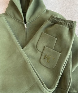 Conjunto de Sudadera con Capucha y Pantalones Deportivos de Invierno para Hombre, 100% Algodón, Opciones de Diseño de Impresión Personalizada, Transpirable, Color Sólido, 2 en 1 - Product Image 2