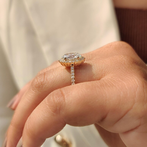 Unique Premium Quality Oval Cut Halo Setting <b>Ring</b> Stylish Jewelry Daily Wear Wedding Party Gift Available For Affordable Price - Product Image 4