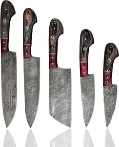 Hand Forged 67-Layer Damascus Steel Chef <b>Knife</b> <b>Set</b> with Wood Handles | 5-Piece Ambidextrous Luxury Kitchen <b>Knife</b> Gift - Product Image 6
