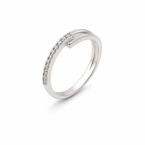 925 Sterling Silver Womens <b>Open</b> Double Band <b>Ring</b> with Cubic Zirconia Pave Accent Minimalist Modern Design High Polish Finish Dai - Product Image 2