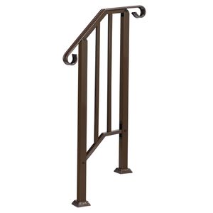 Main courante en fer de style transitionnel avec finition cuivre pour extérieur, 1 marche, inclut un kit d'installation, dispositif d'assistance extérieur - Product Image 3