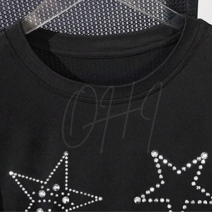 Camiseta Personalizada con Pedrería Negra, 100% Algodón Transpirable, Estilo Urbano Oversize para Hombre y Mujer, OEM/ODM Disponible - Product Image 3