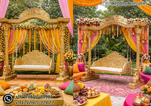 Magnifiques décorations d'événements musulmans Mehndi Sangeet, lampes dorées personnalisées, décorations de mariage, lanterne marocaine, mariage royal Rajasthani - Product Image 3