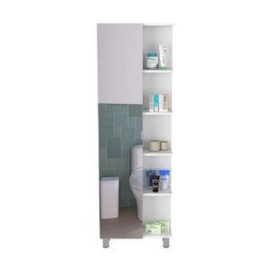 Armadietto a una porta Venus Mirror Linen con cinque ripiani esterni e quattro interni, bianco - Ripiani da bagno Depot E Shop - Product Image 6