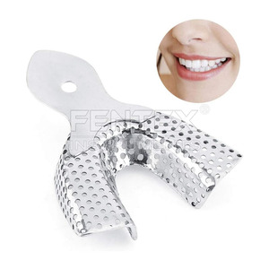 Plateaux d'empreinte dentaire Premium en acier inoxydable, supérieurs et inférieurs, en forme de U, autoclavables, certifiés CE, couleur argent - Product Image 4