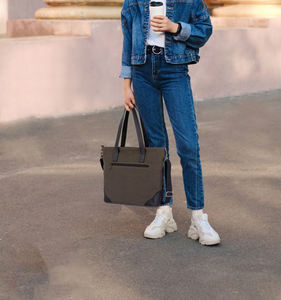 Sac fourre-tout en cuir et toile, broderie ouverte, imperméable, durable, sac à bandoulière, sac de voyage, sac de travail, sac de shopping, grande capacité LCTB-0059 - Product Image 3