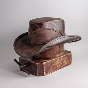 Unisex Brown Leather Cowboy <b>Hat</b> with Braided <b>Band</b> Striped Sublimation Printed Beach Summer Adult 56-58cm - Product Image 4