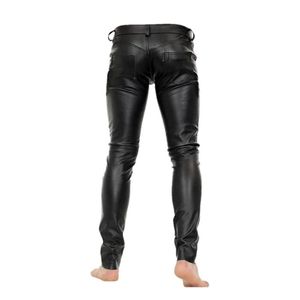 Men Biker Sheep <b>Leather</b> <b>Pants</b> with Anti-Wrinkle & Quick Dry Features Zipper Fly Closure and Flat Front - Product Image 3