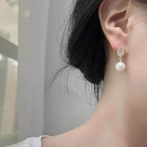 Boucles d'oreilles pendantes de luxe léger en argent 925, perles de culture d'eau de mer de Nanyang 11-12mm, presque parfaitement brillantes et exquises, faible défaut apparent - Product Image 4
