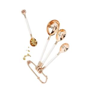 Ensemble de 4 cuillères à mesurer en or rose Ensemble de tasses à mesurer en acier inoxydable Cuillère à mesurer en métal plaqué or - Product Image 1