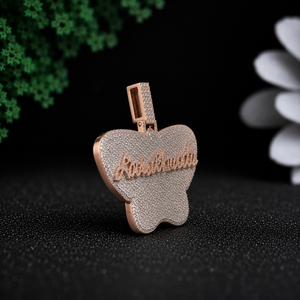 Phoenix Enterprises Custom Butterfly <b>Name</b> VVS Moissanite Pendant Necklace 925 Sterling Silver Rose Gold Plated Free Rope <b>Chain</b> - Product Image 2