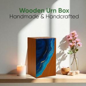 Urne funéraire pour adulte, urne funéraire de style américain, urne funéraire pour animaux de compagnie, urne funéraire pour bébé, urne funéraire en bois et résine faite à la main, urne funéraire puzzle. - Product Image 3