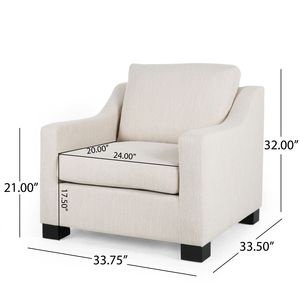 Poltrona Club Contemporanea in Tessuto Beige per Soggiorno, Imbottita e Confortevole - Product Image 2