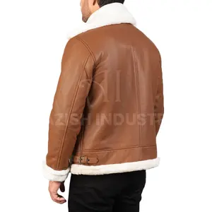 Sheepskin Dunkirk Shearling Aviator Fur Bomber Coat Leather Jacket Men Flight warm Filling Winter Wear Coat Jacket