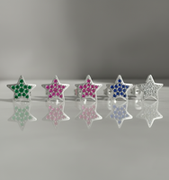 Pendientes de Oro de 14 Quilates con Zafiro Azul Natural en Forma de Estrella