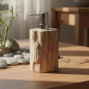 Support à bouteilles en bois naturel, parfait pour le shampoing, l'après-shampoing et l'organisation de la salle de bain, fabriqué à la main en Inde - Product Image 3