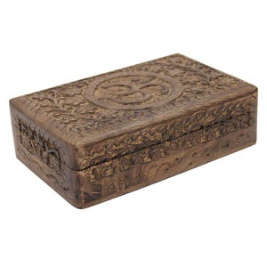 Caja de madera de mango tallada a mano OM, caja de almacenamiento de madera grabada, cajas de artesanía de madera para regalos de boda, suministro de fábrica - Product Image 2