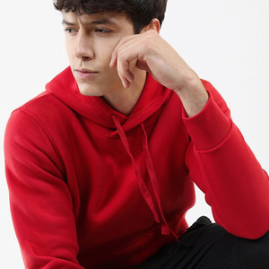 Men's Pullover Fleece <b>Hoodie</b> with Kangaroo Pocket – <b>Red</b> - Product Image 5