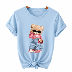 High Quality 100% Combed Cotton Silicone Wash Girls T-Shirt Custom Label Custom Print Crew Neck OEM ODM Manufacturer - Product Image 4