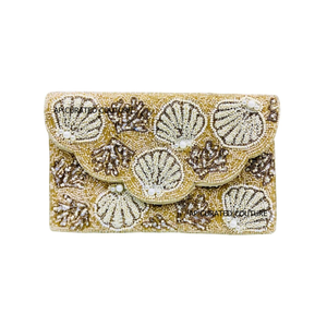 Handmade Coastal <b>Inspired</b> Shell Embroidered Clutch <b>Bags</b> for Women Custom Seed Beaded Clutches Bulk <b>Wholesale</b> Designer clutches - Product Image 1
