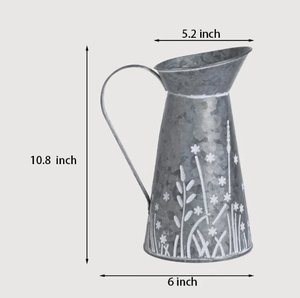Handmade Sliverish Metal Galvanized Flower Pots <b>Vintage</b> Decorative Flower <b>Vase</b> For Home Office Table Decoration Gift Hot Sale - Product Image 4