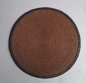 Handcrafted African Beaded <b>Leather</b> Table Mats Round <b>Placemats</b> - Product Image 2