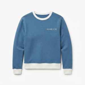 Sweat-shirt pour femme à col rond, bleu, en coton et fibre de bambou, tricoté, respirant, coupe classique, pour l'automne - Product Image 6