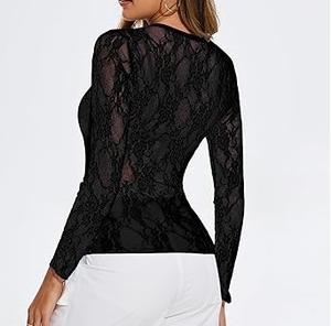 Camiseta Deportiva Negra Ecológica con Estampado de Cuadros 3D, Camiseta de Manga Larga para Mujer, Transpirable, Elegante y Moderna, de Malla Regular - Product Image 2