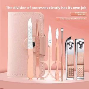 7 In 1 <b>Nail</b> Kit Stainless Steel Manicure <b>Set</b> Portable Case Classic Style Adult Use - Product Image 3