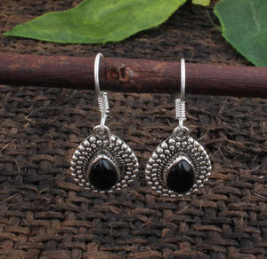 Natural Black <b>Onyx</b> Drop <b>Earrings</b> 925 Sterling Silver Minimalist Luxury Gift Jewelry Unisex - Product Image 5