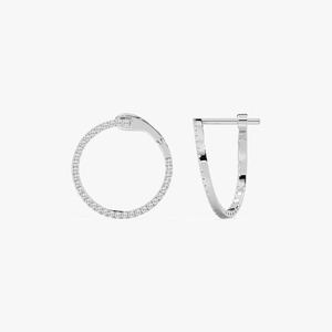 Pendientes de Aro con Diamantes Cultivados en Laboratorio de 0.40CTW, Redondos, con Cierre de Bisagra, en Oro Blanco de 14K, para Venta y Exportación - Product Image 1