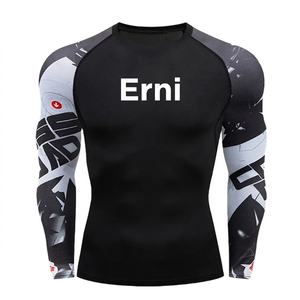 Camiseta de compresión de manga larga para hombre, Rash Guard, ajuste ceñido, ropa de gimnasio, secado rápido, top de natación, venta al por mayor - Product Image 5