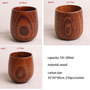 Tasse en bois faite à la main en bois naturel, tasse à café ou à thé, vaisselle écologique, logo personnalisé, fournisseur en gros - Product Image 3